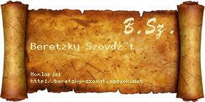 Beretzky Szovát névjegykártya